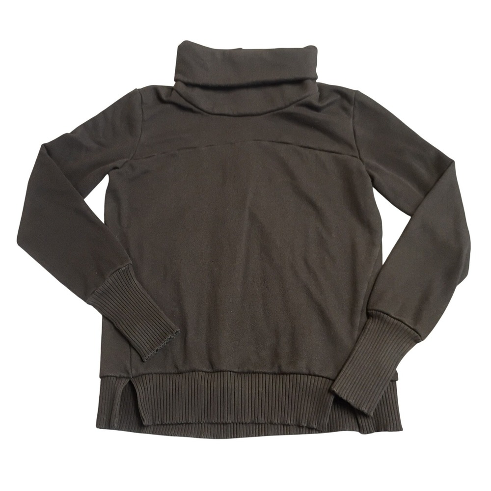 Alo Yoga Funnel Neck Sweatshirt Womens Medium Black Pleated Back Thumbholes